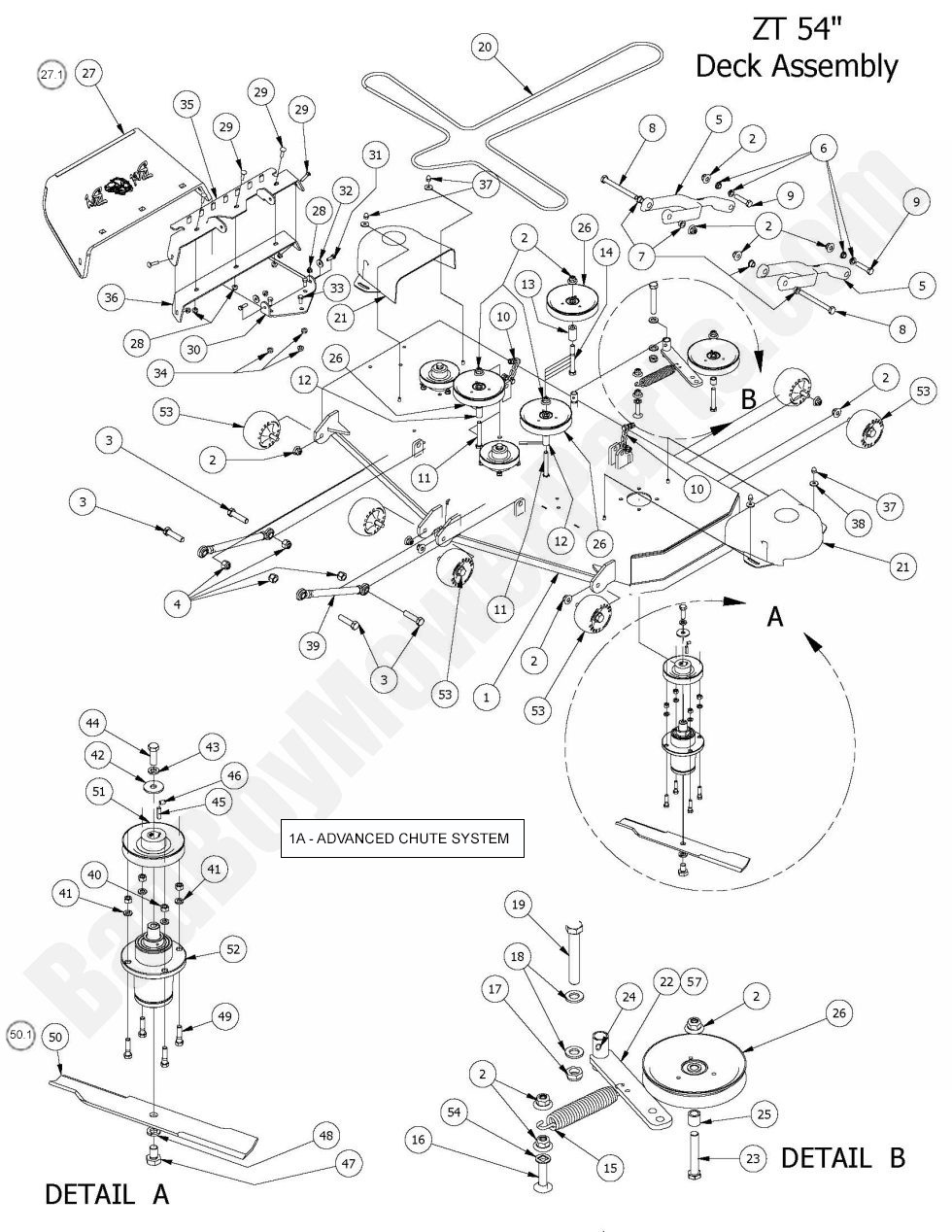 1269 - Bad Boy Mower Parts Lookup > 2015 > ZT Elite > 54\" Deck Assembly